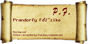 Prandorfy Füzike névjegykártya